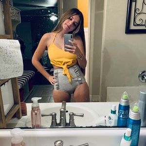 Kortni Jean grey white dot swim bottoms